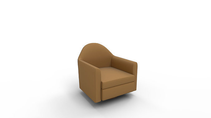 Haven Swivel Chair Poly Performance Velvet Dijon Dark Walnut 3D model 7