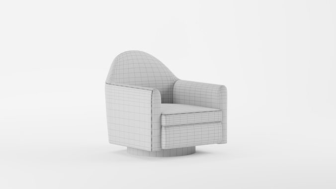 Haven Swivel Chair Poly Performance Velvet Dijon Dark Walnut 3D model 5