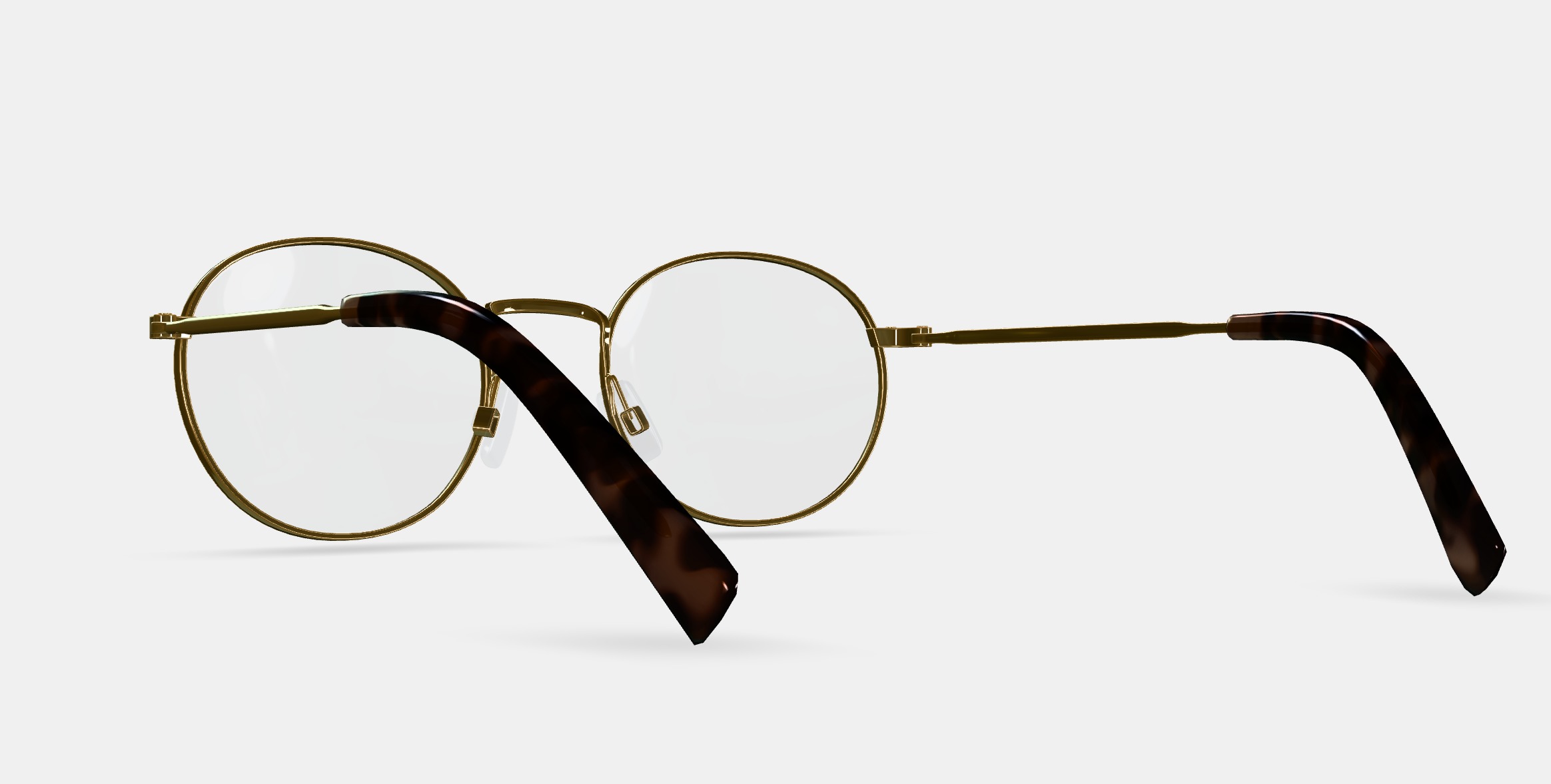 Simon Eyeglasses in Polished Gold 3D model_3