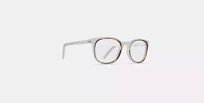 Durand Eyeglasses in Crystal with Oak Barrel