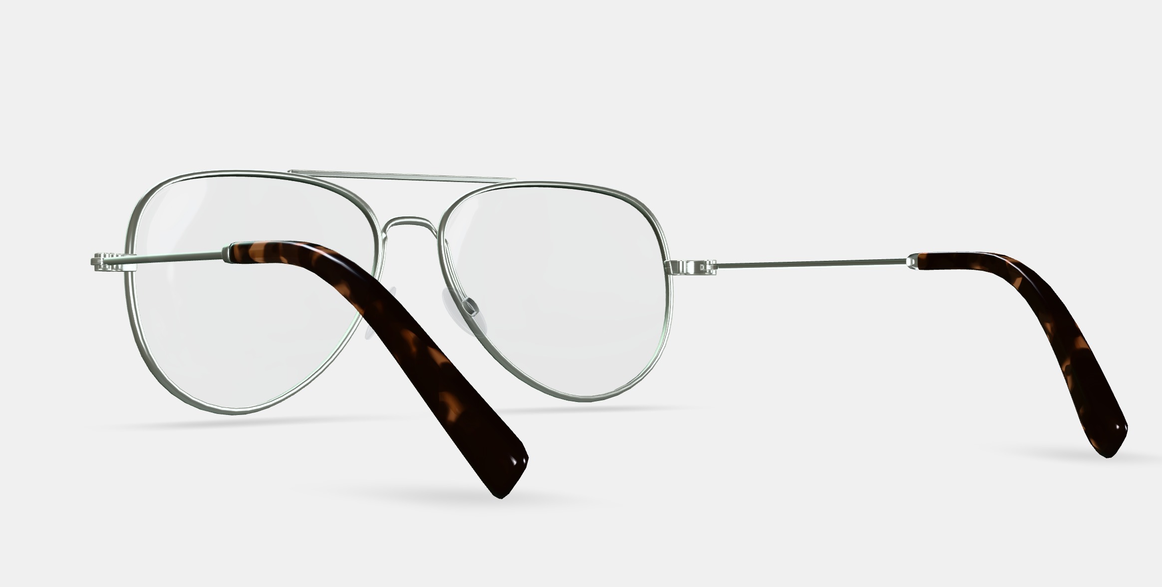 Raider Eyeglasses in Polished Silver 3D model_3