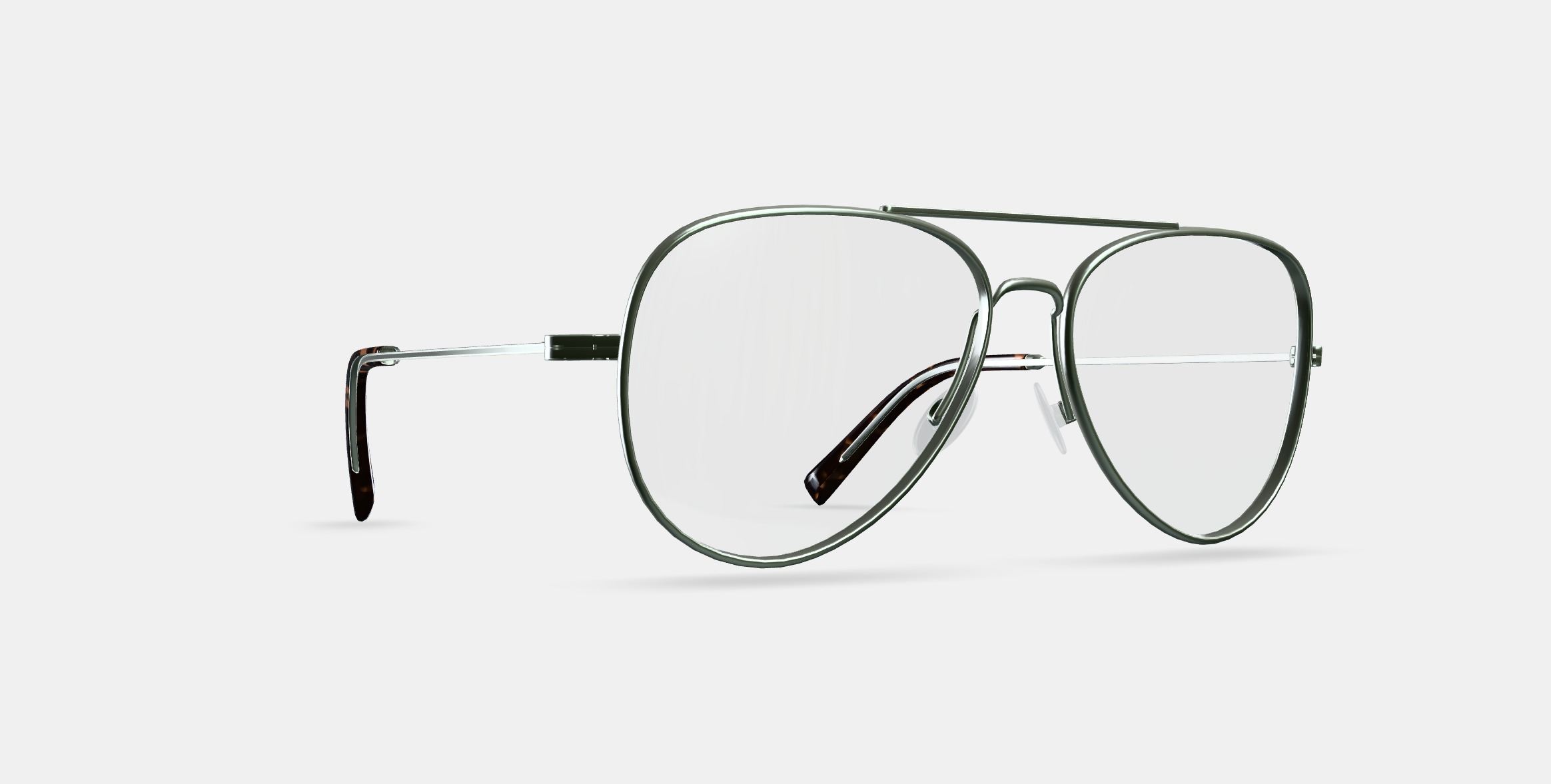Raider Eyeglasses in Polished Silver 3D model_9