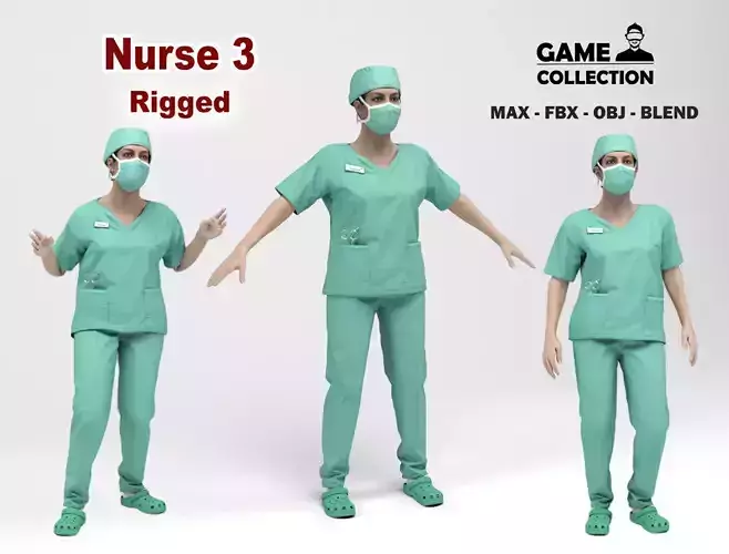 Nurse 3 surgery Low-poly 3D model
