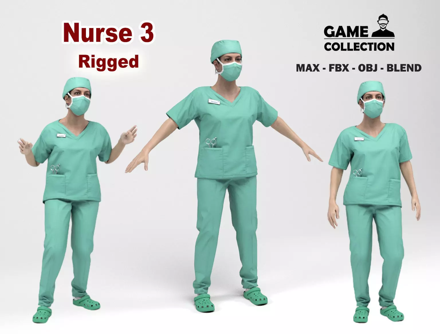Nurse 3 surgery Low-poly 3D model