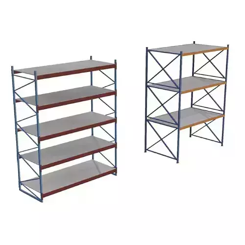 Wooden Shelves Low Poly 3D Model