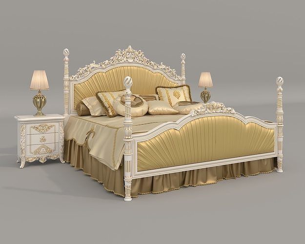 Classic European Style Bed Set 63 3D model