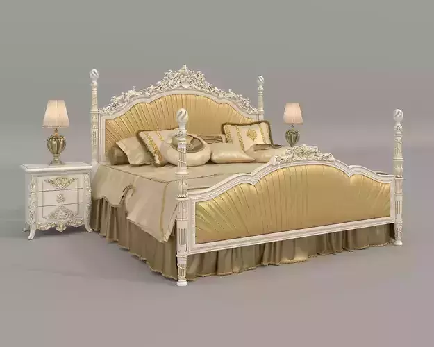 Classic European Style Bed Set 63 3D model