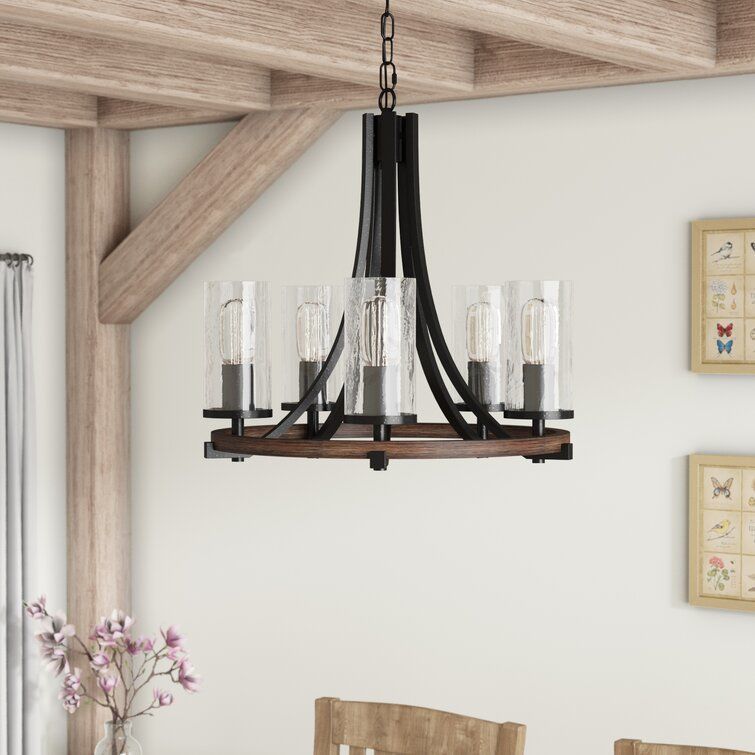 Davina Light Shaded Wagon Wheel Chandelier 3D model_2