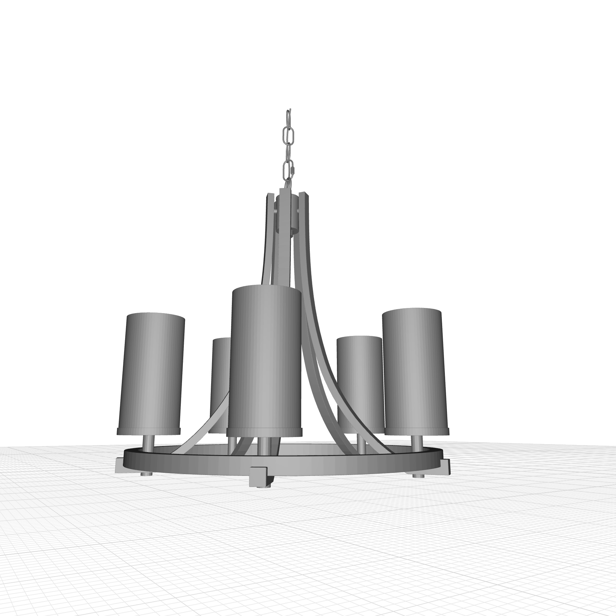 Davina Light Shaded Wagon Wheel Chandelier 3D model_6