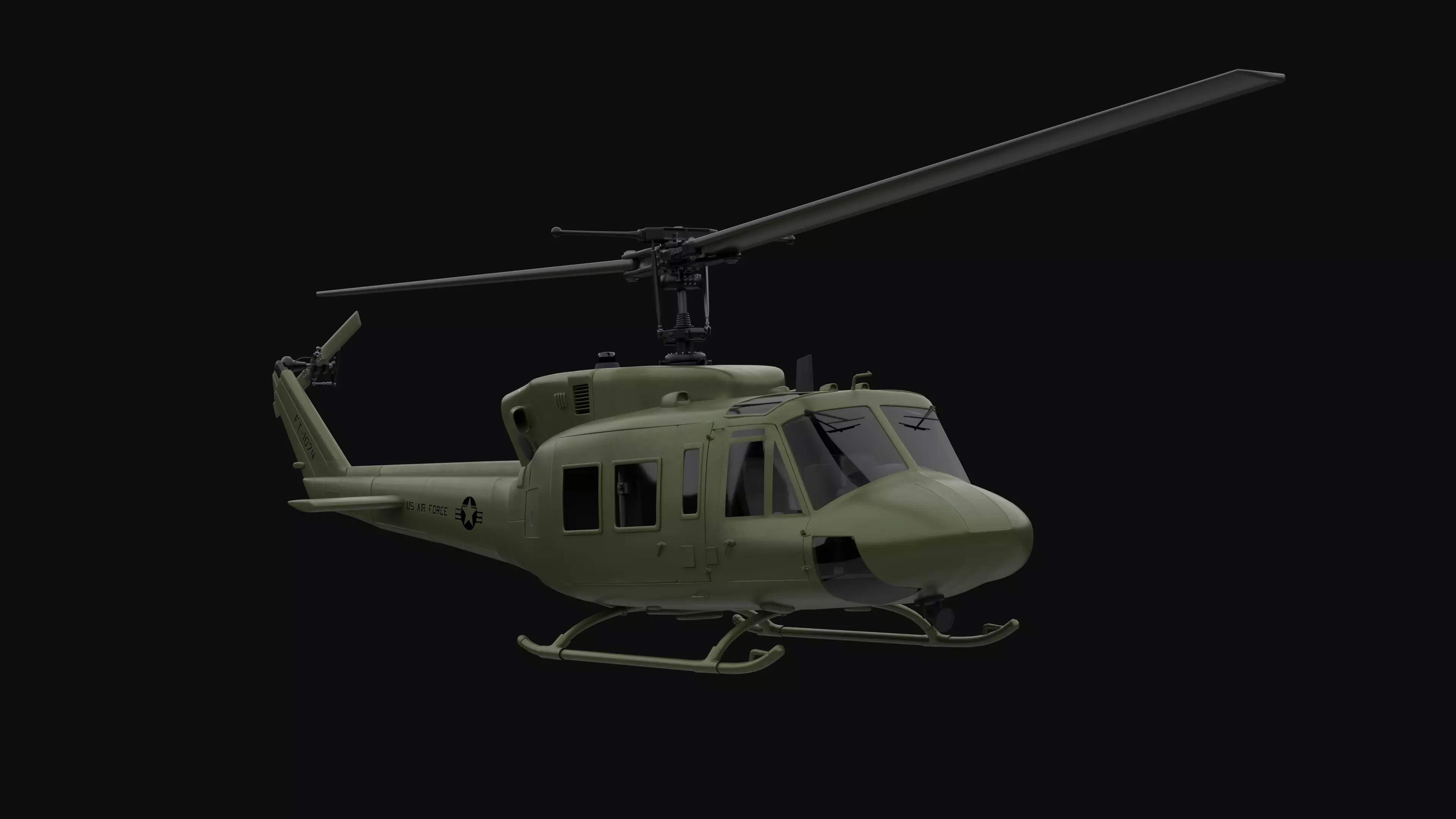 Bell 212 military helicopter 3D model