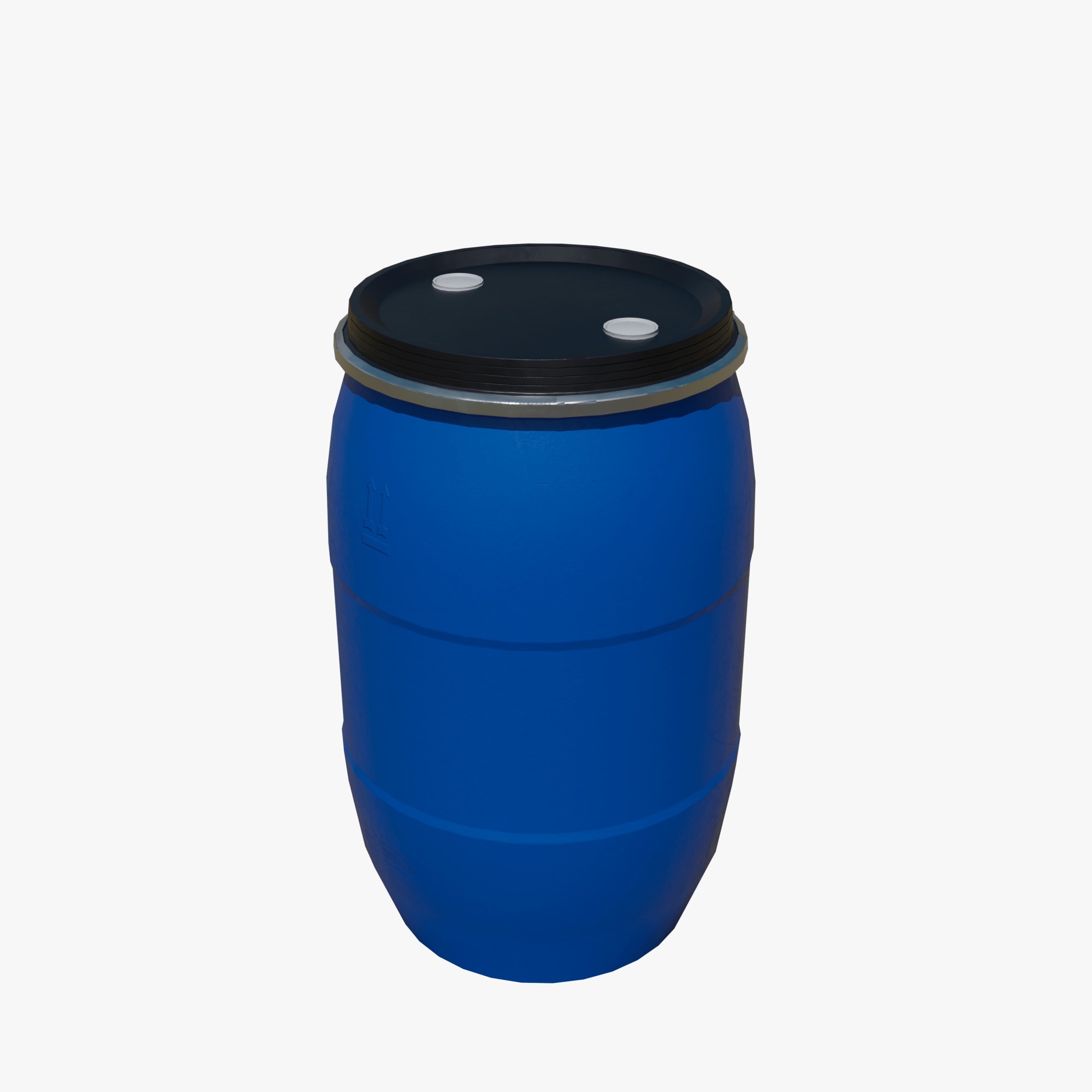 Plastic barrel blue 200 L Low-poly 3D model_4