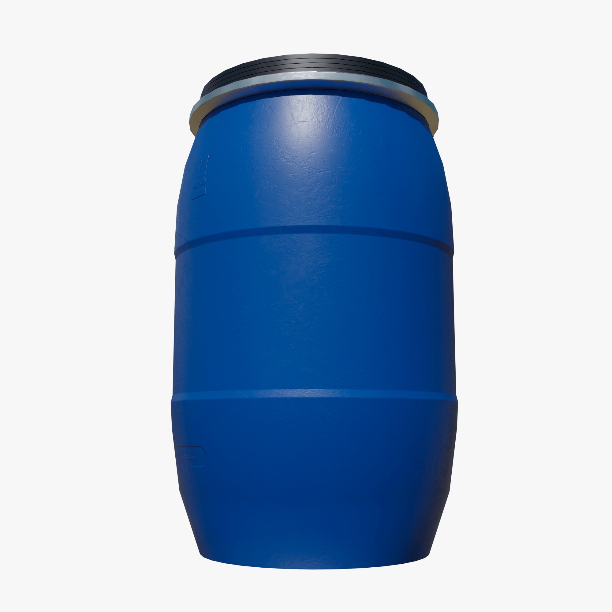 Plastic barrel blue 200 L Low-poly 3D model_2