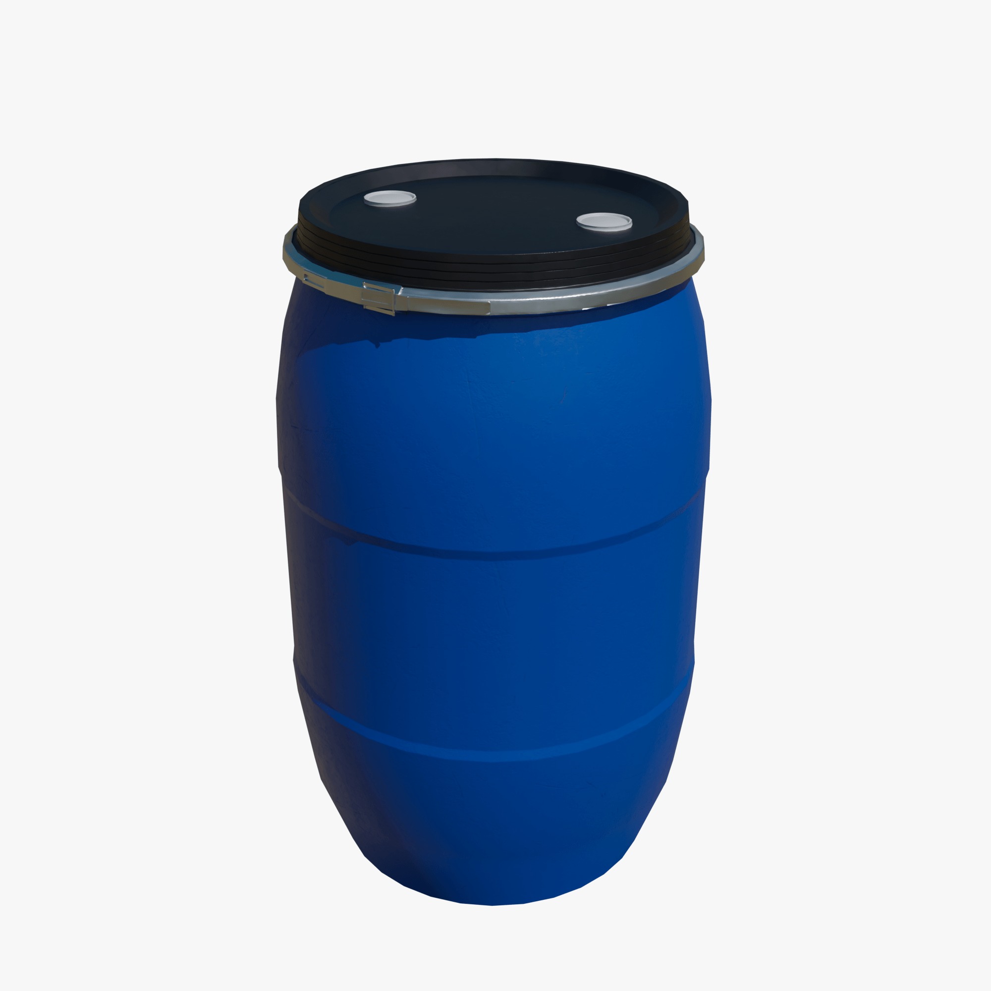 Plastic barrel blue 200 L Low-poly 3D model_5