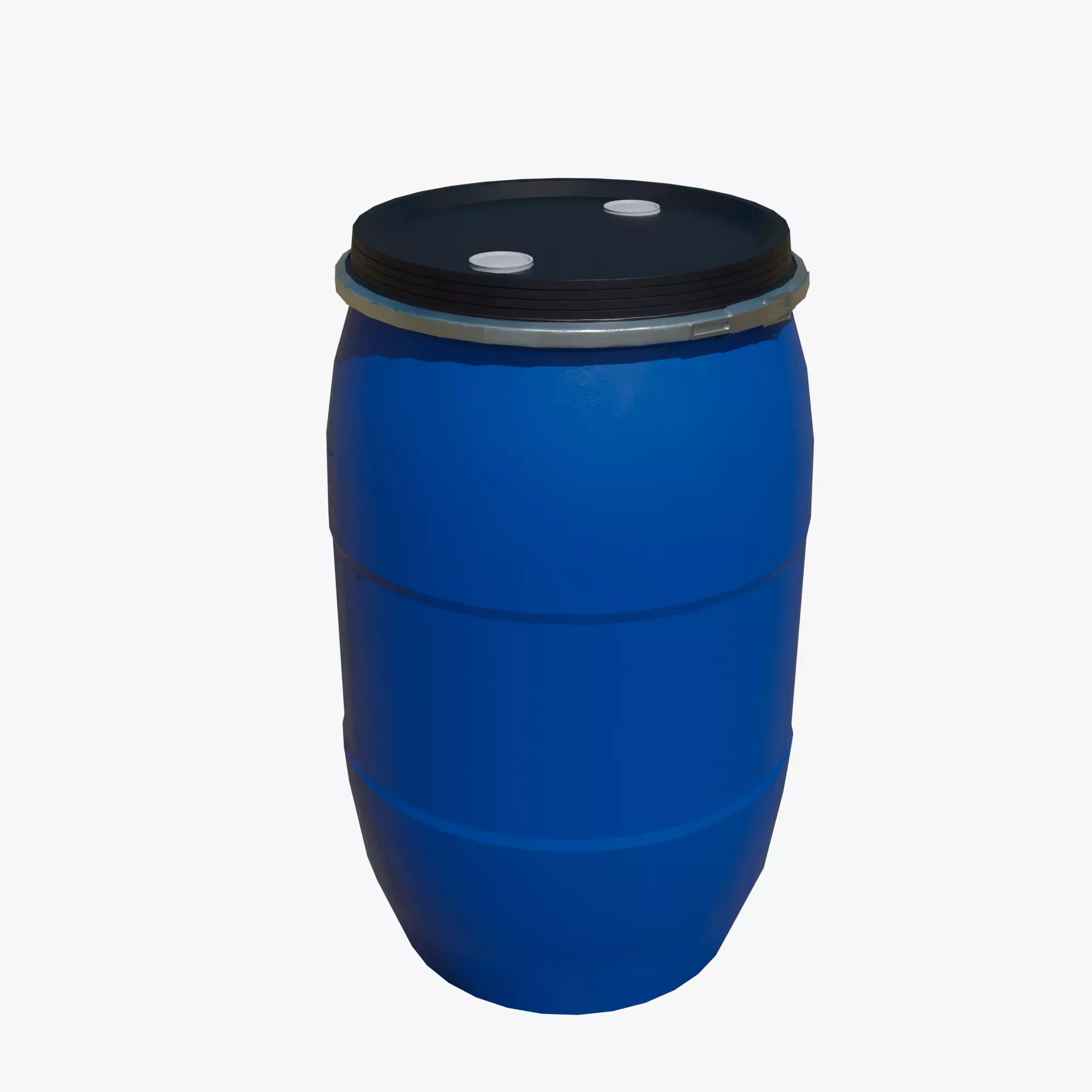 Plastic barrel blue 200 L Low-poly 3D model_0
