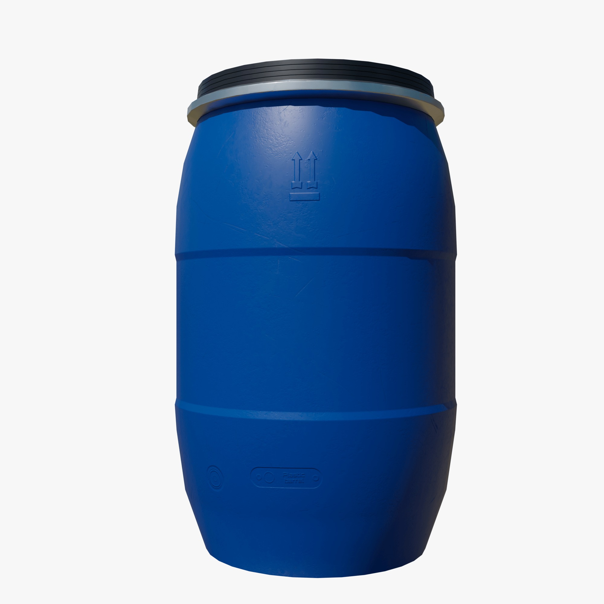 Plastic barrel blue 200 L Low-poly 3D model_1