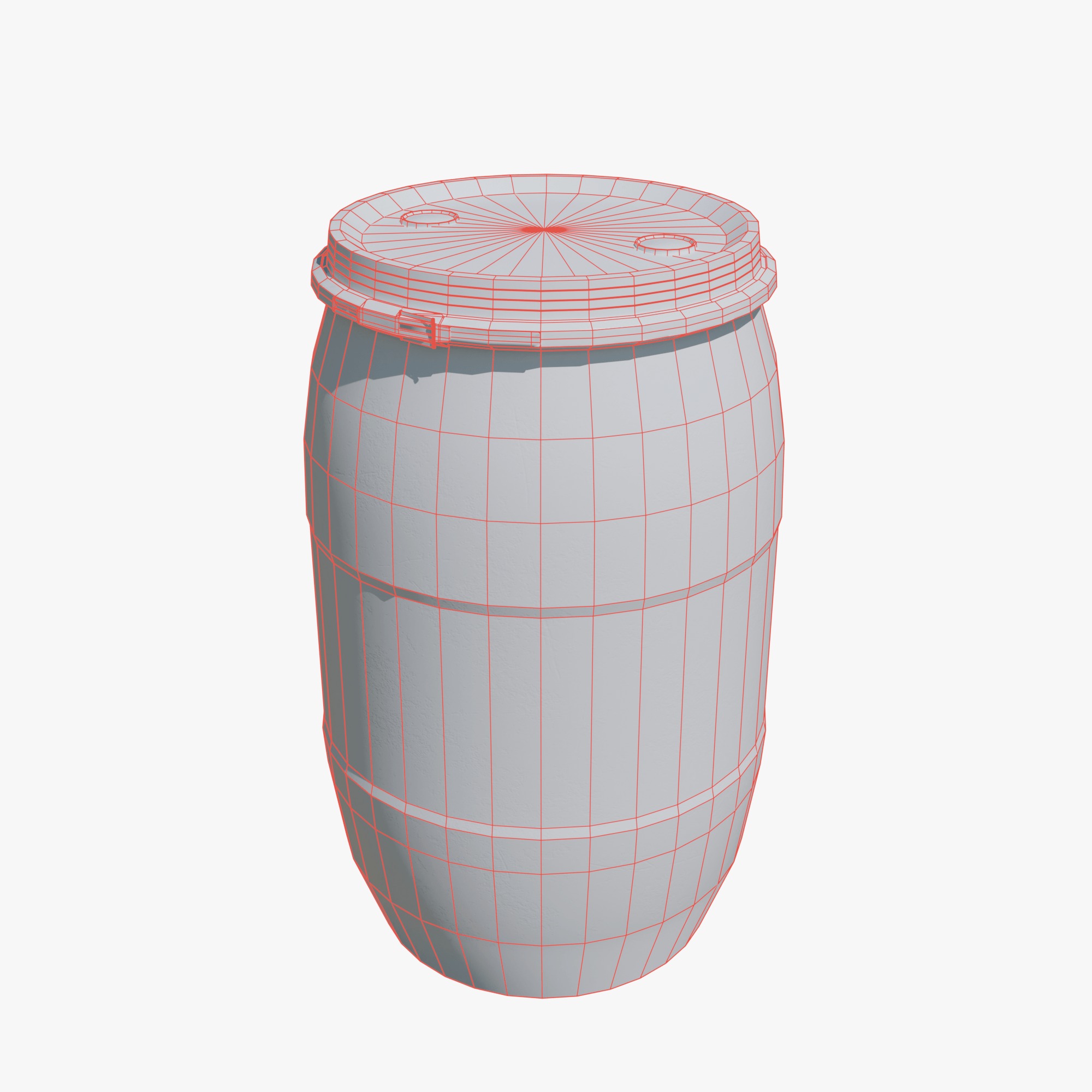 Plastic barrel blue 200 L Low-poly 3D model_6