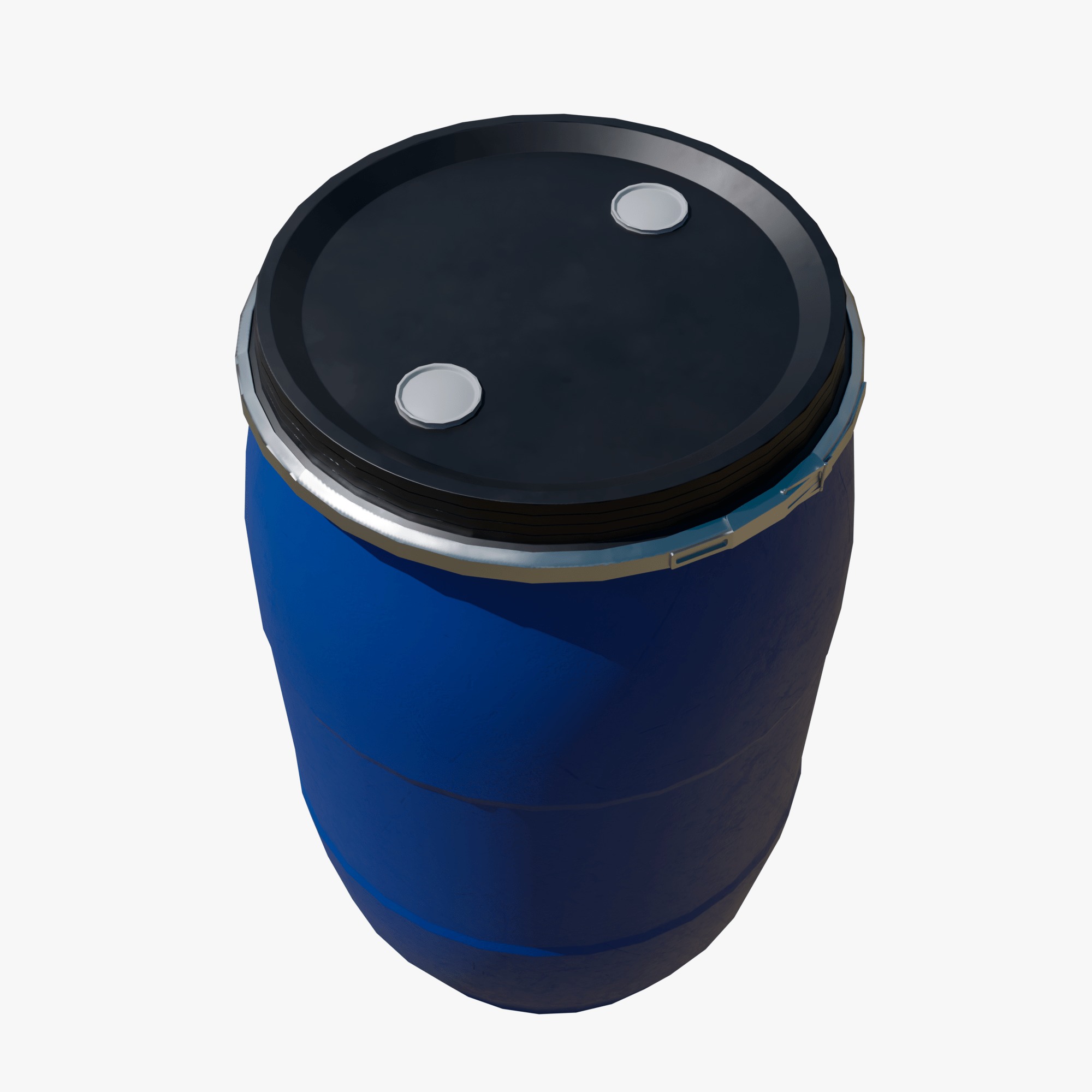 Plastic barrel blue 200 L Low-poly 3D model_3