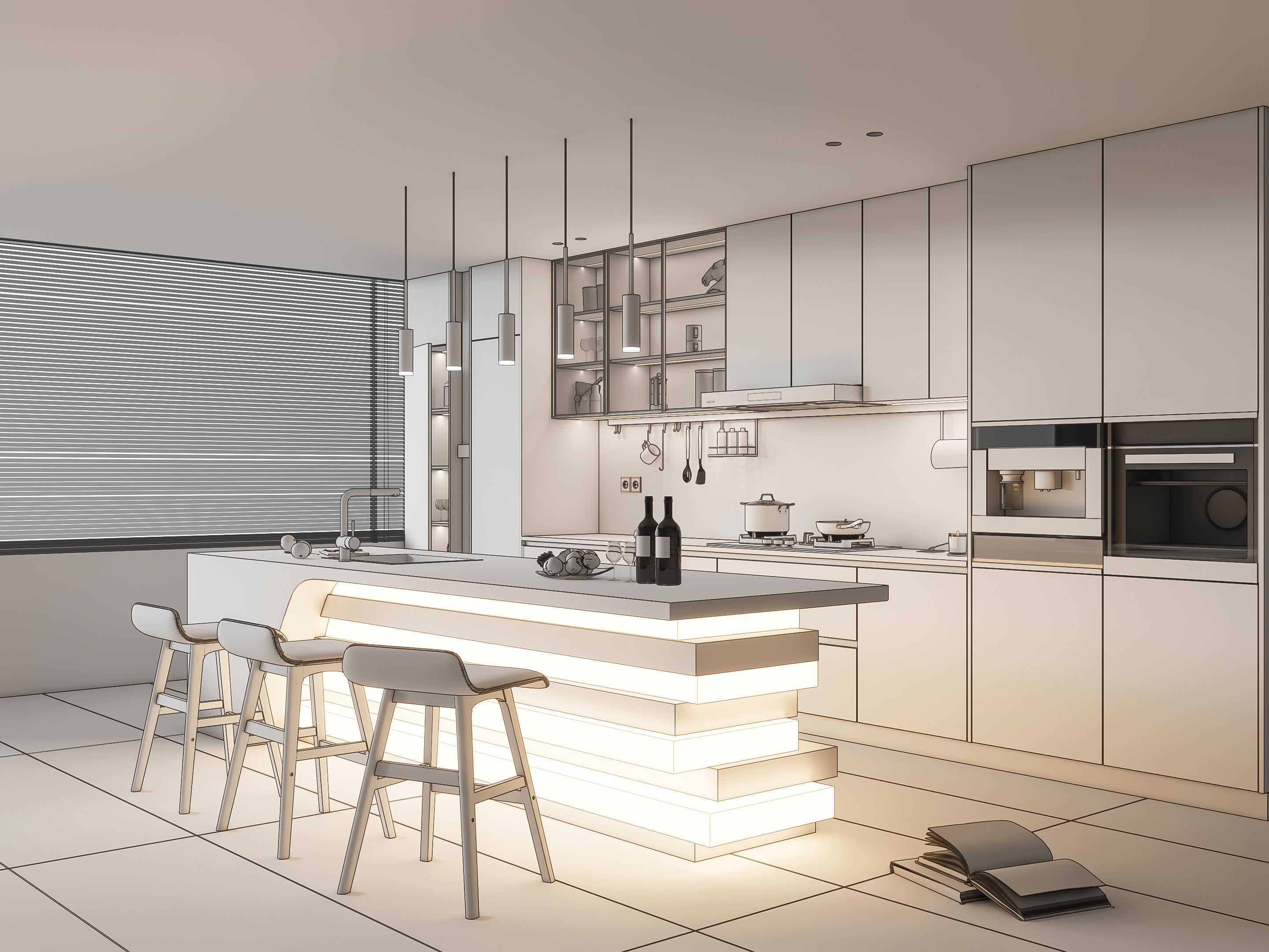 Kitchen Modern interior 76 3D model_19