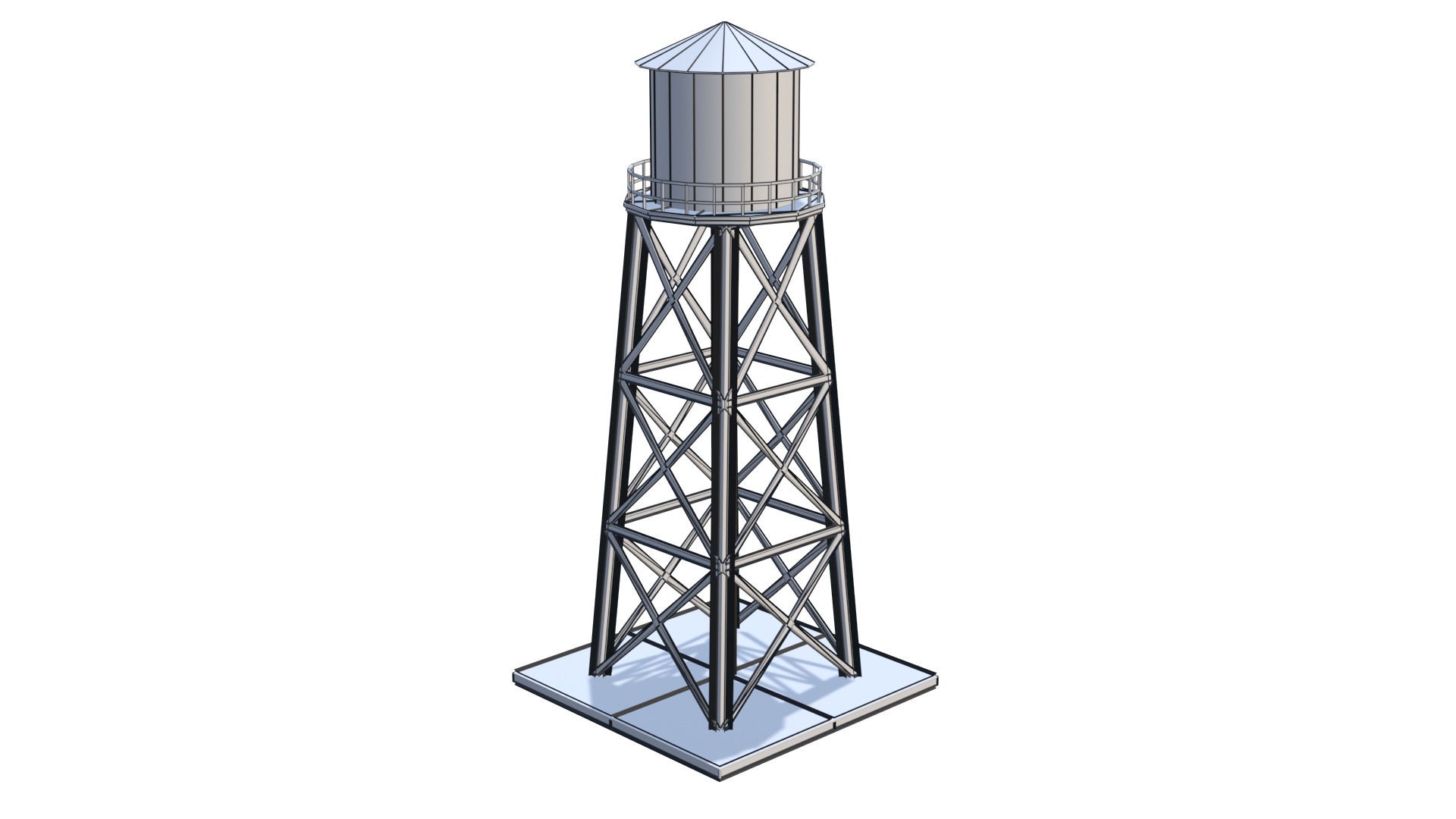 Old Water Tower Low Poly 3D Model Low-poly 3D model_9