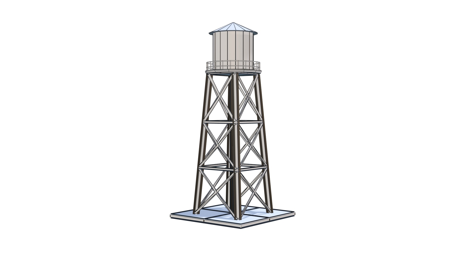 Old Water Tower Low Poly 3D Model Low-poly 3D model_11