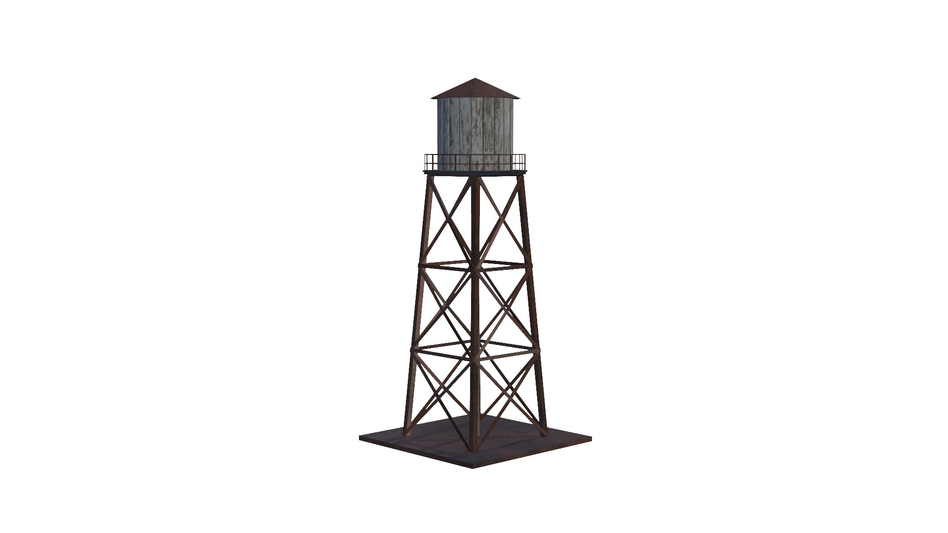 Old Water Tower Low Poly 3D Model Low-poly 3D model_1