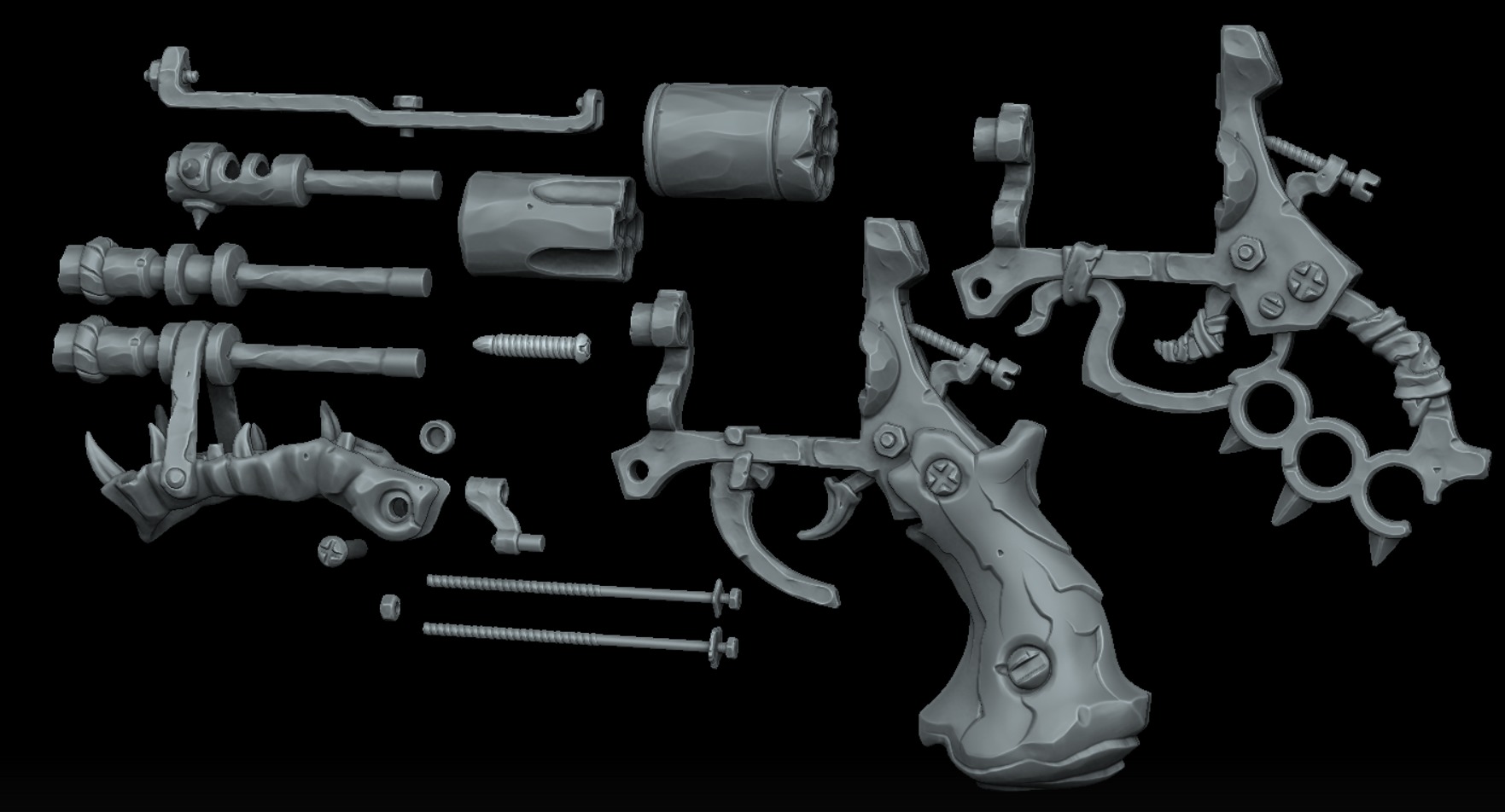 Fantasy stylized desert revolver 3d print 3D print model_2