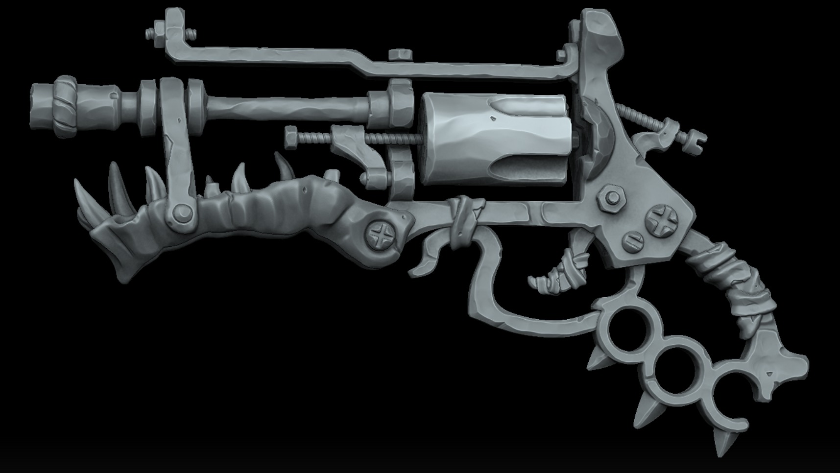 Fantasy stylized desert revolver 3d print 3D print model_1