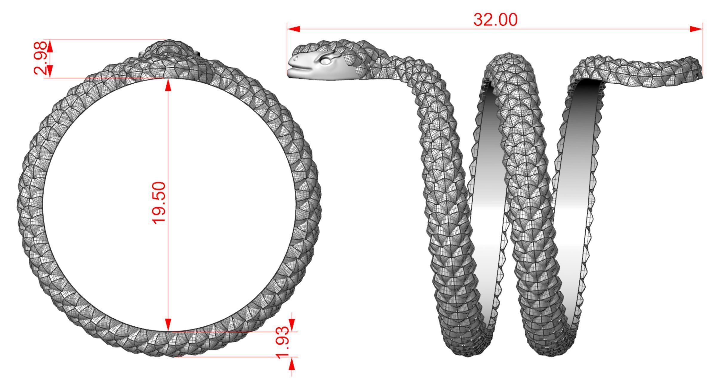 Serpent Coil Ring 3D print model_10