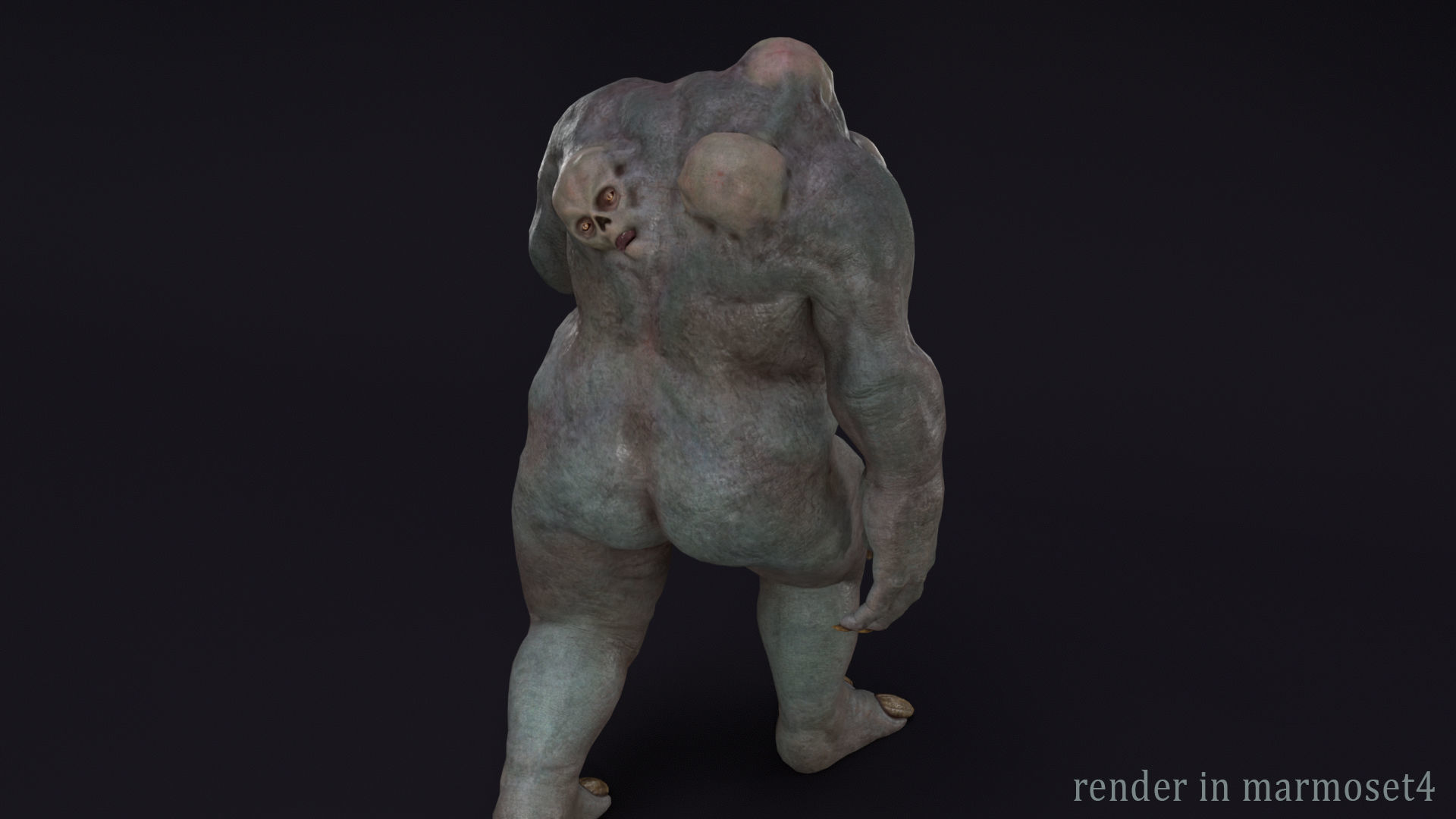 Skull mutant Low-poly 3D model_6