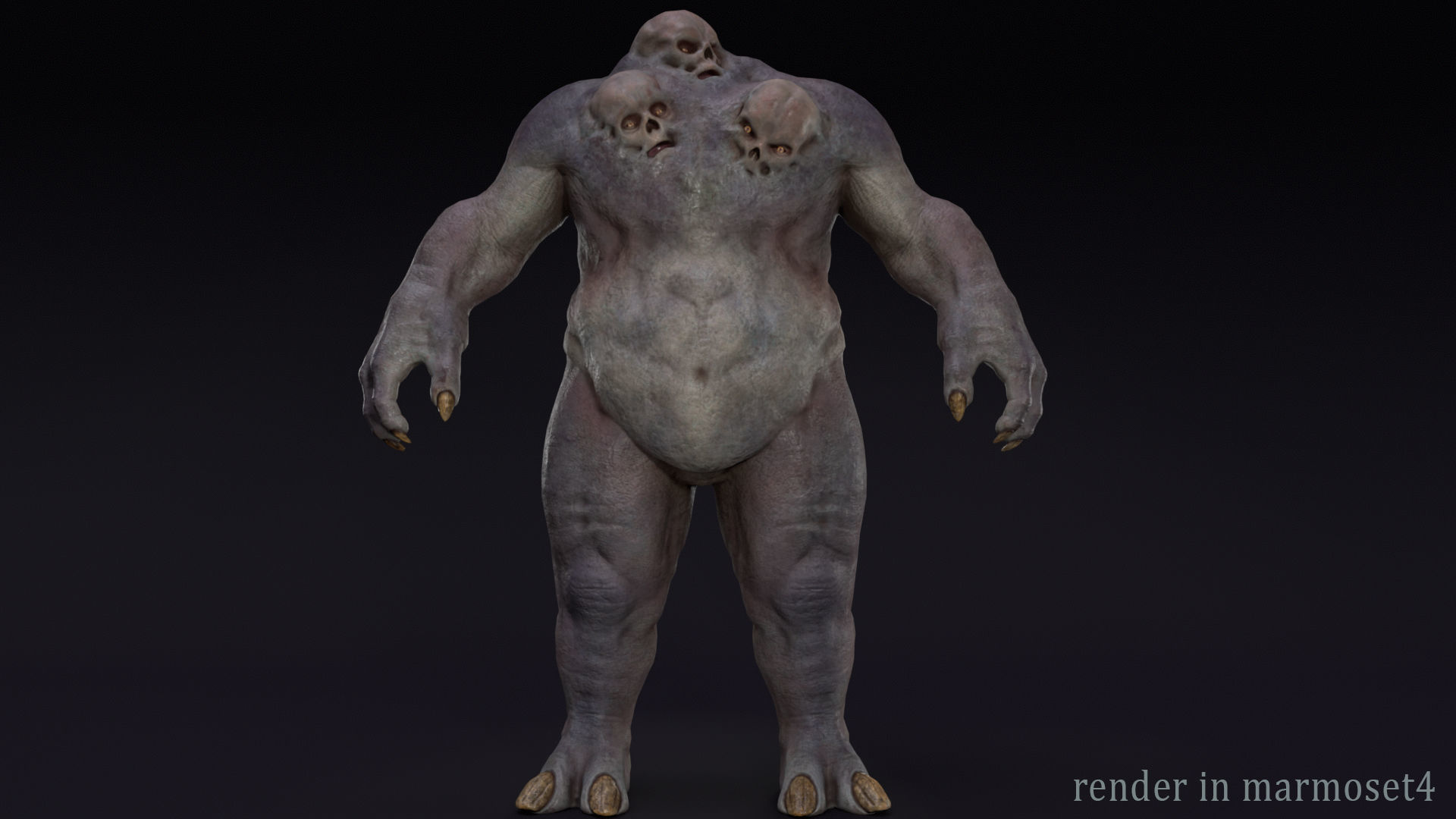 Skull mutant Low-poly 3D model_10