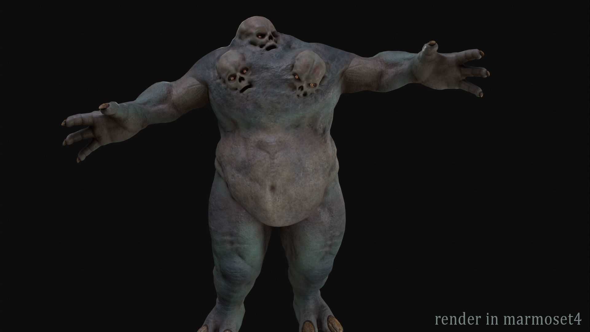 Skull mutant Low-poly 3D model_8