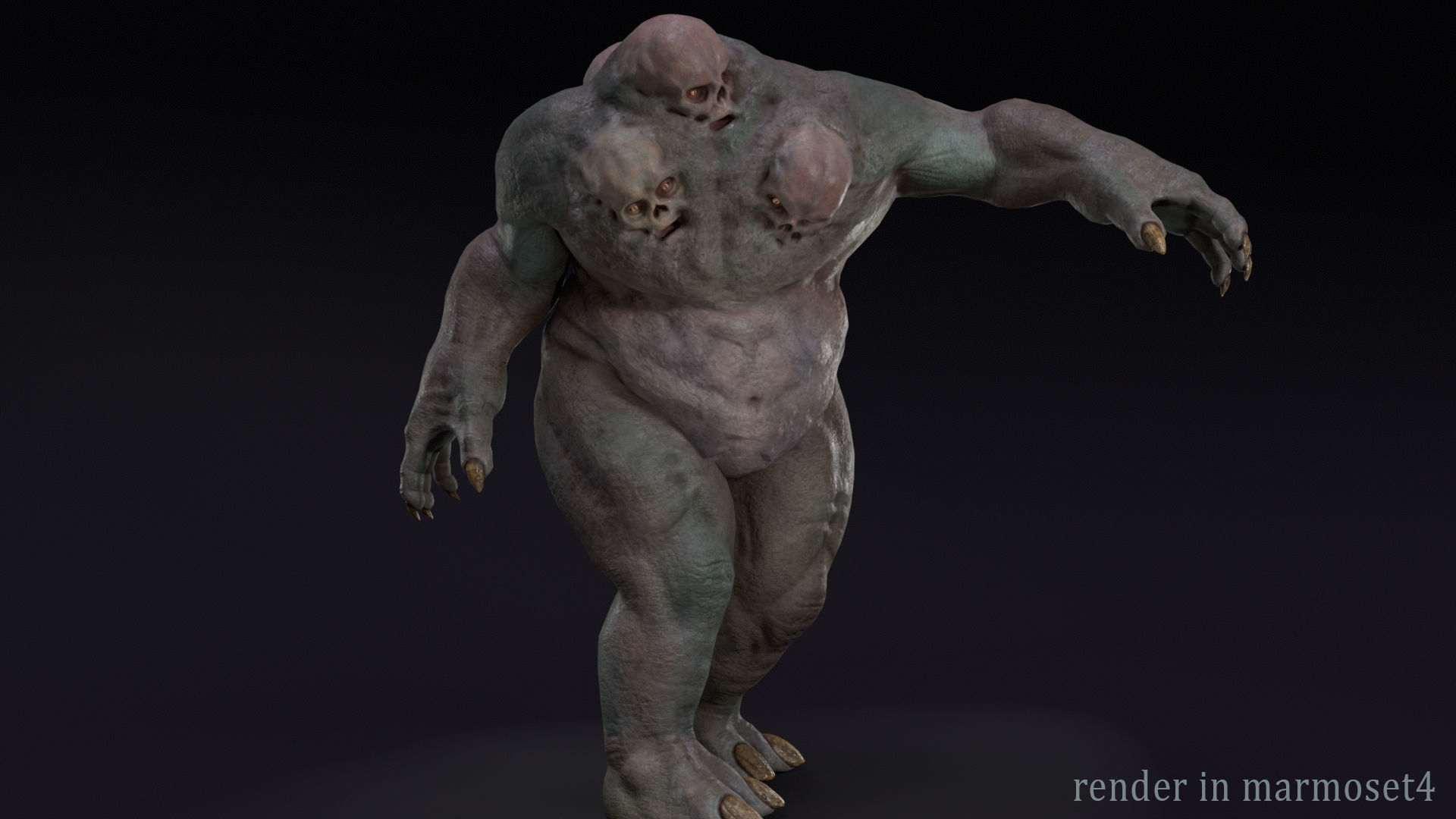 Skull mutant Low-poly 3D model_2