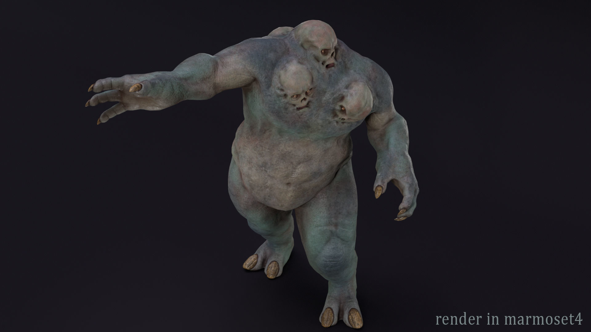 Skull mutant Low-poly 3D model_4