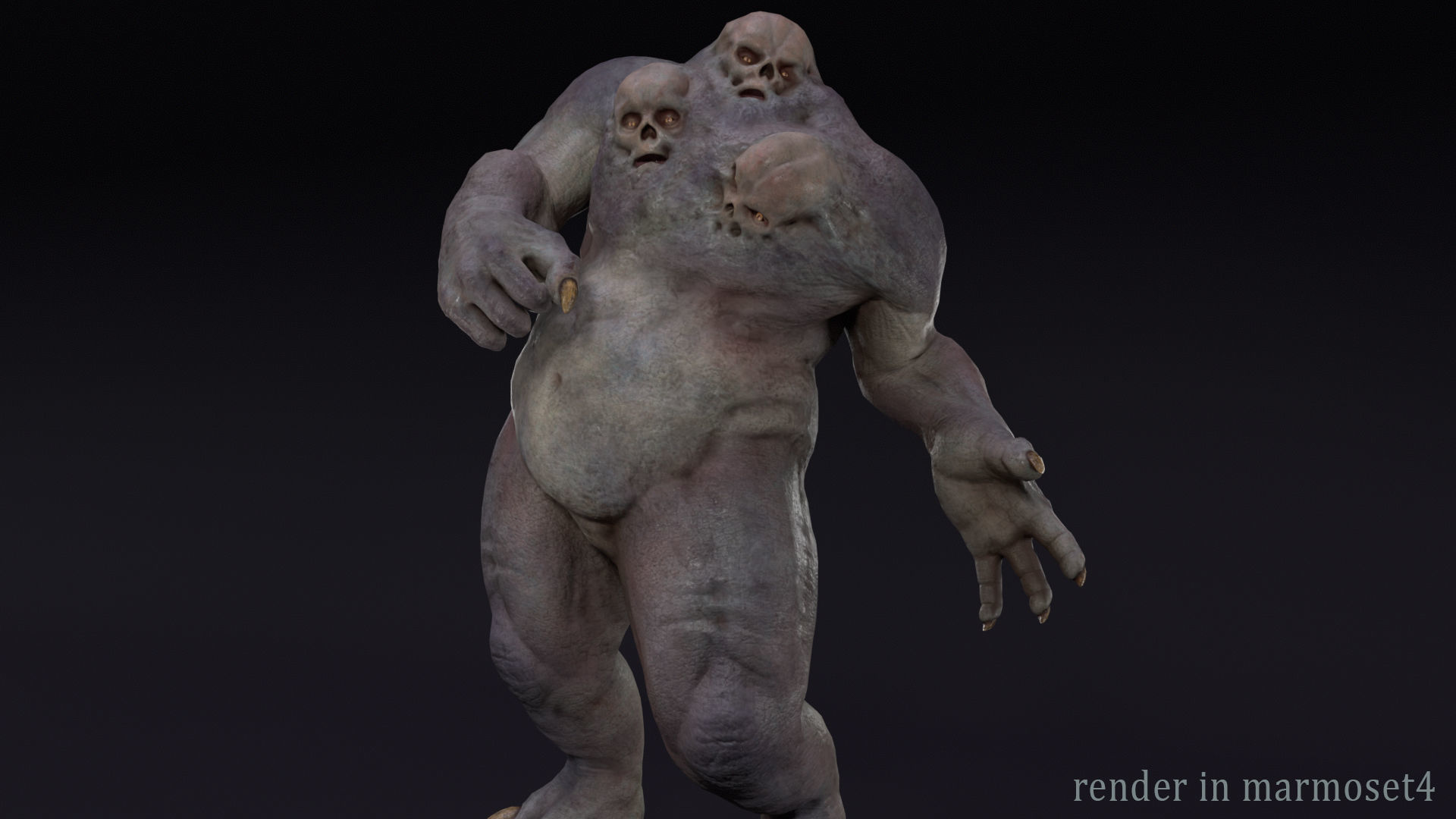 Skull mutant Low-poly 3D model_5