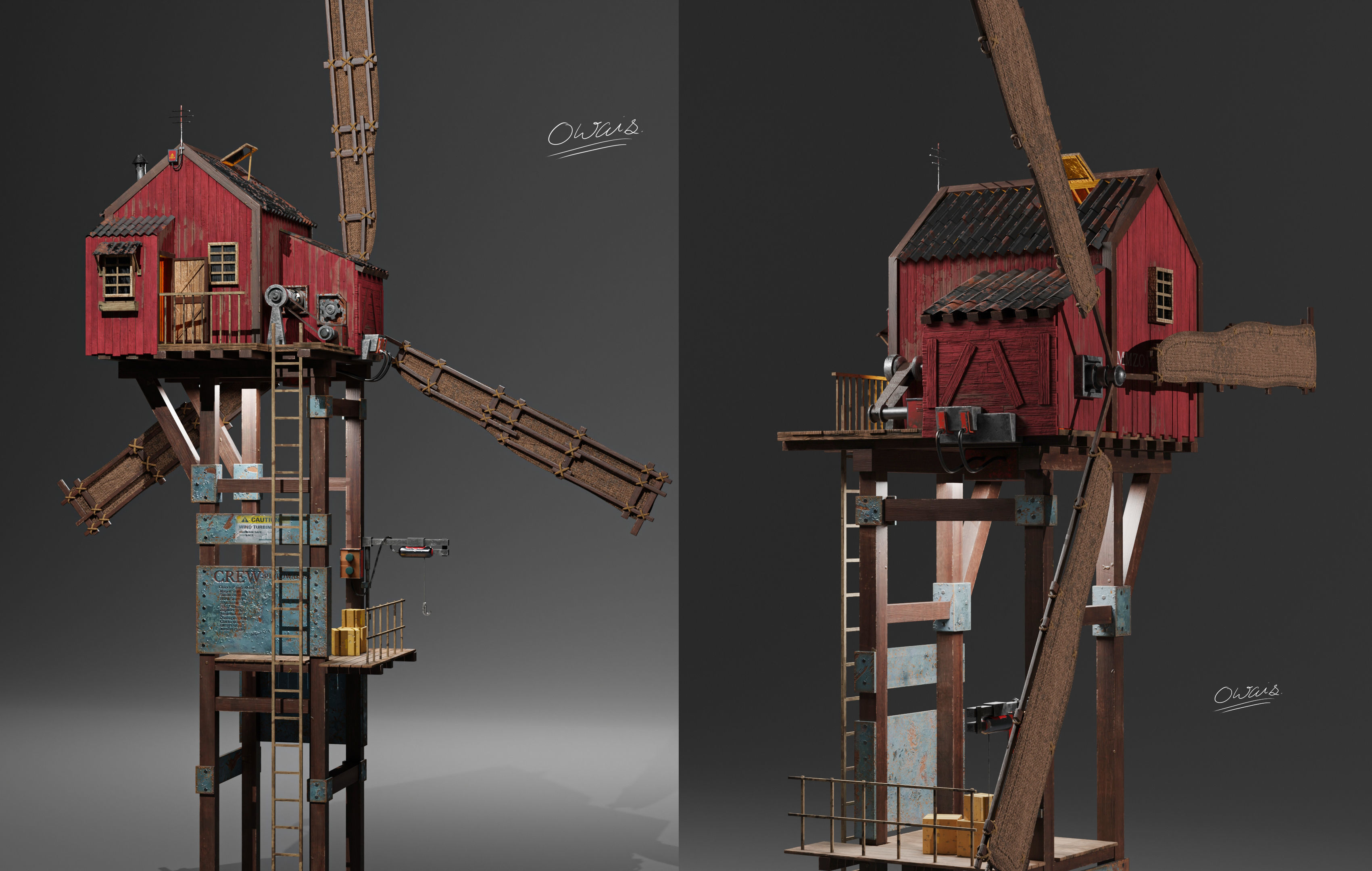 Wind Mill Low-poly 3D model_3