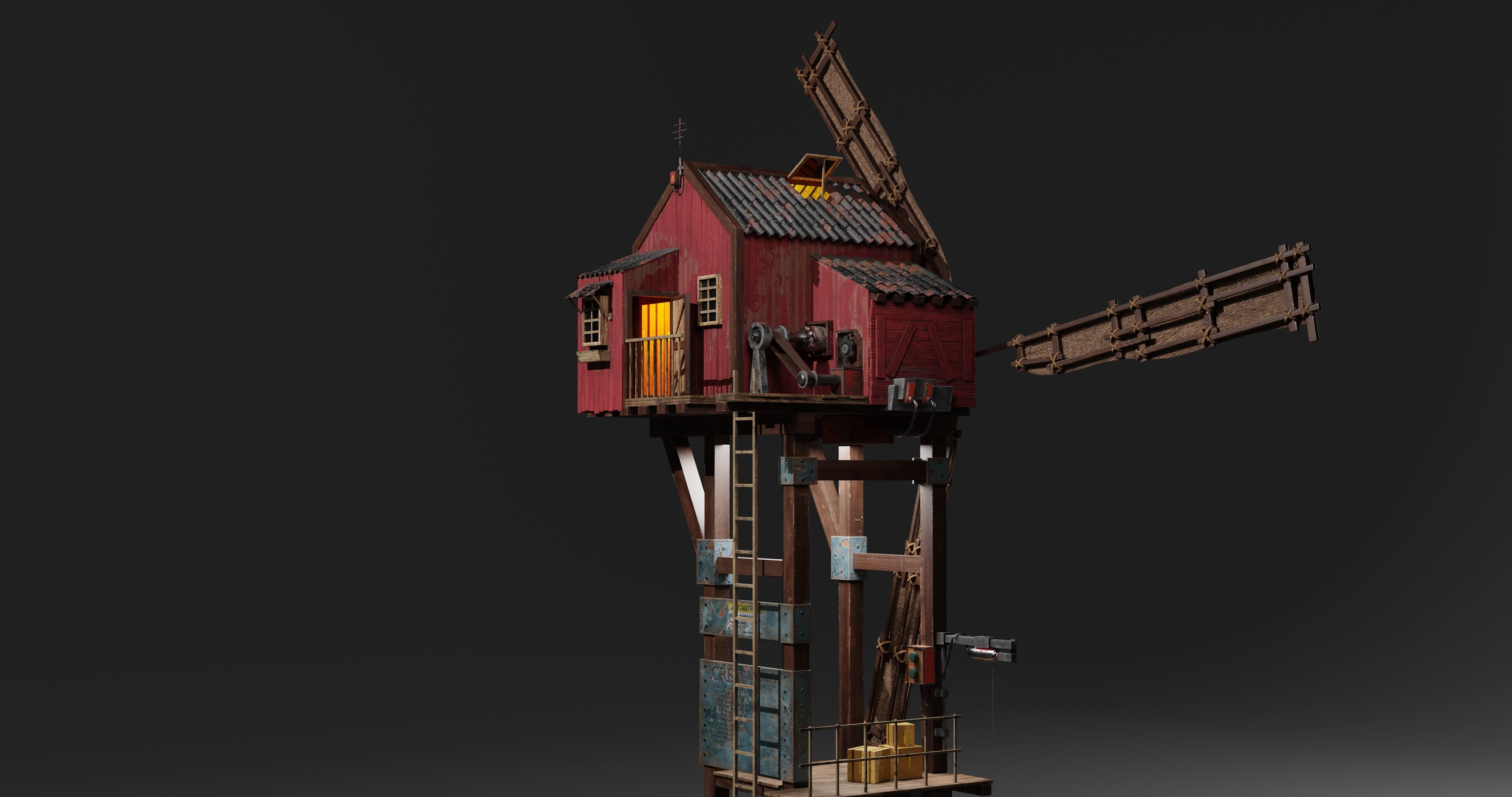 Wind Mill Low-poly 3D model_1