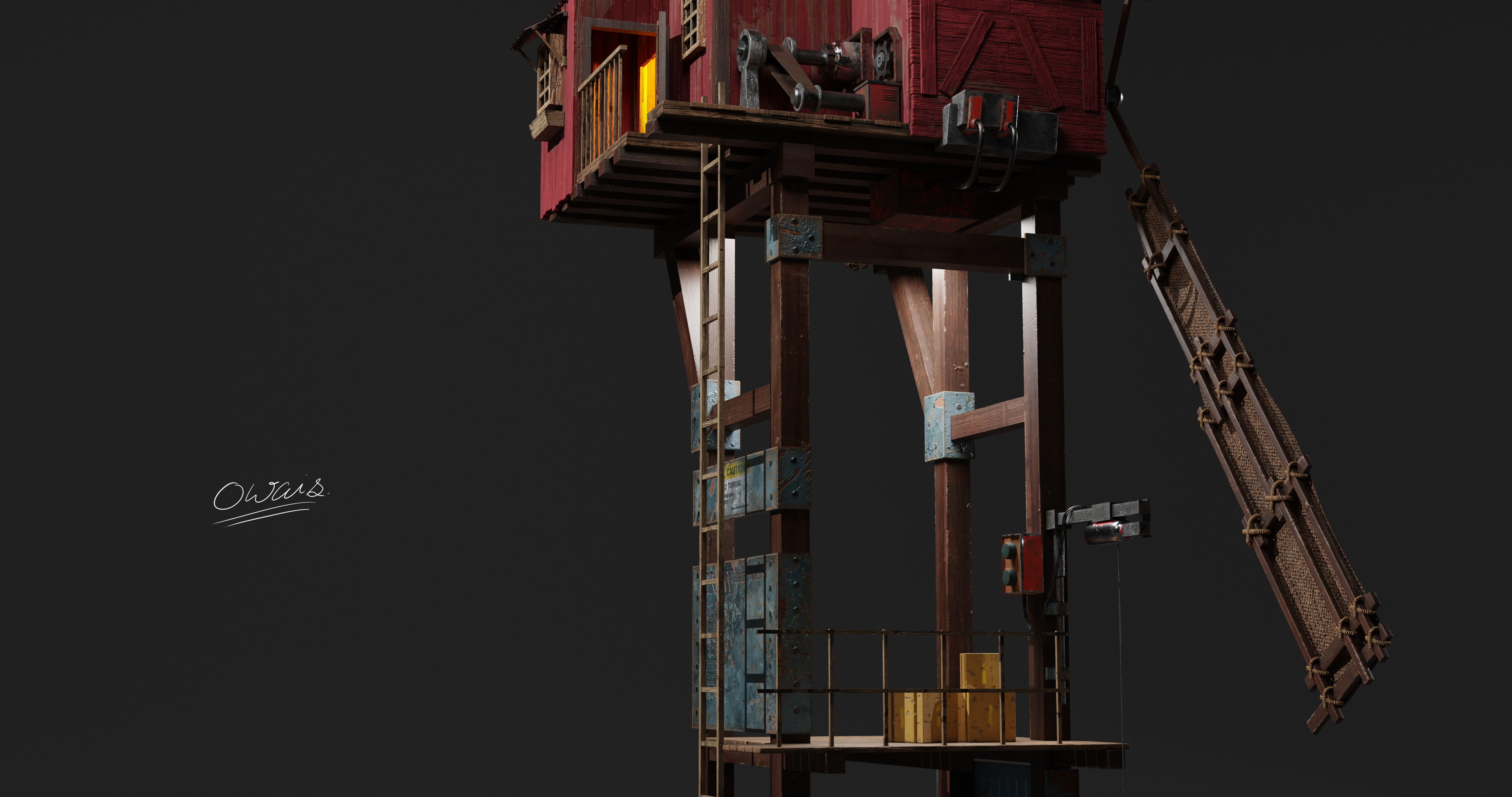 Wind Mill Low-poly 3D model_5