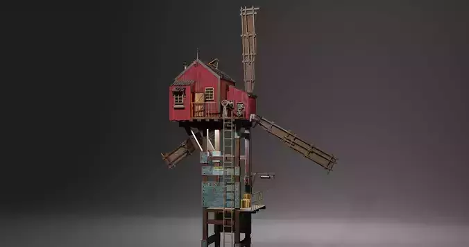 Wind Mill Low-poly 3D model