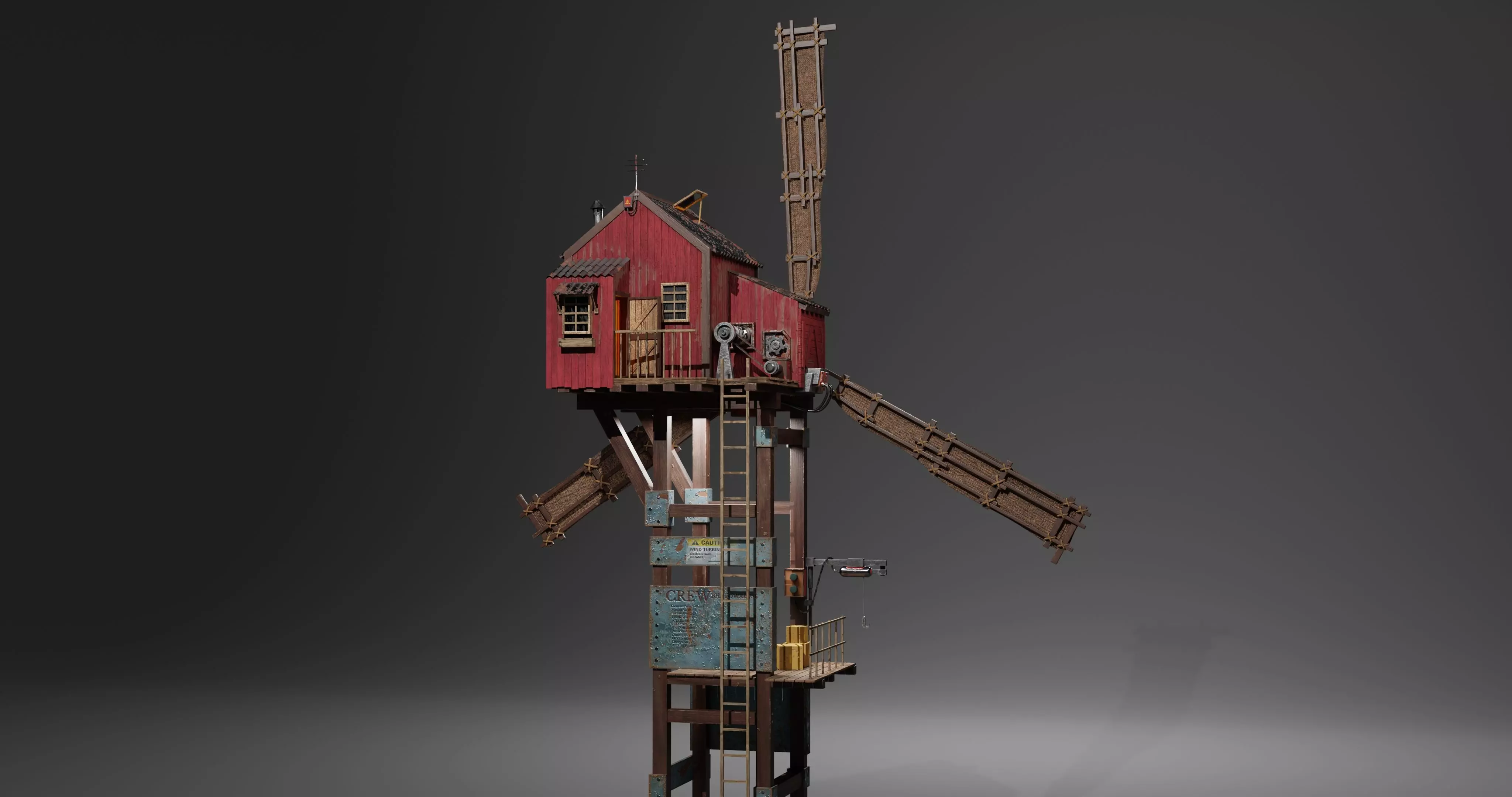 Wind Mill Low-poly 3D model_0