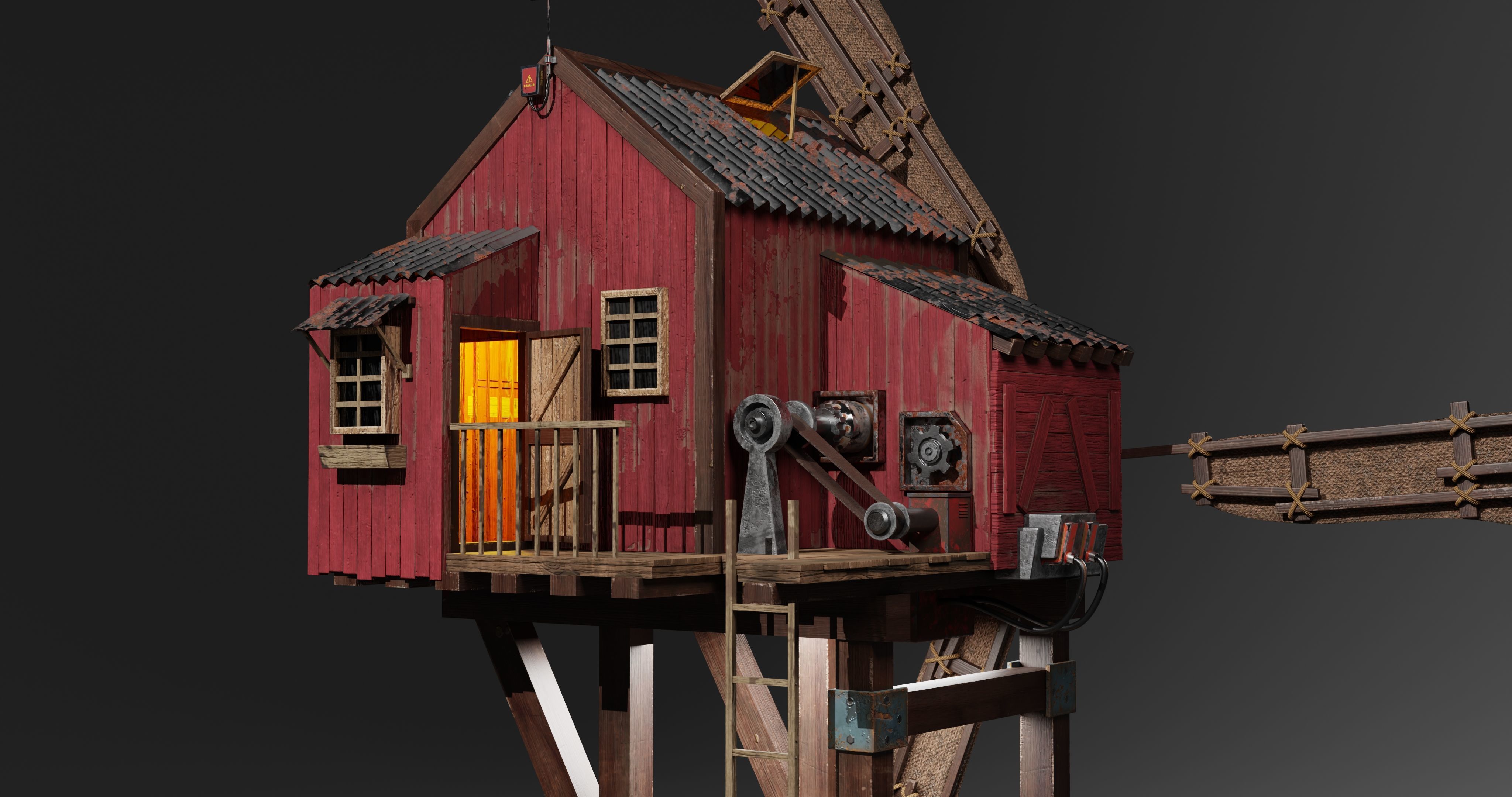 Wind Mill Low-poly 3D model_2