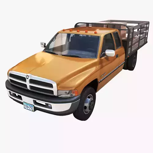 Dodge Ram 1996 3500 Light duty stake truck Low-poly 3D model