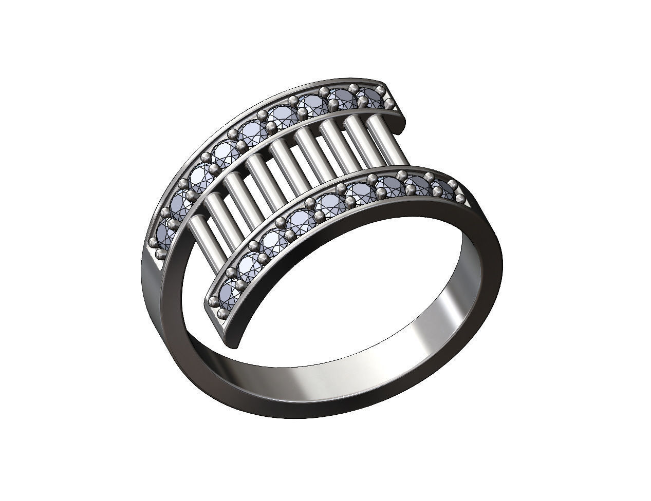 Pin wire mesh flat wire diamond bypass ring US sizes 7to12 3D print model_12