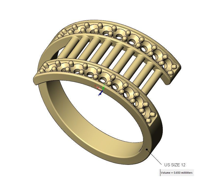 Pin wire mesh flat wire diamond bypass ring US sizes 7to12 3D print model_19