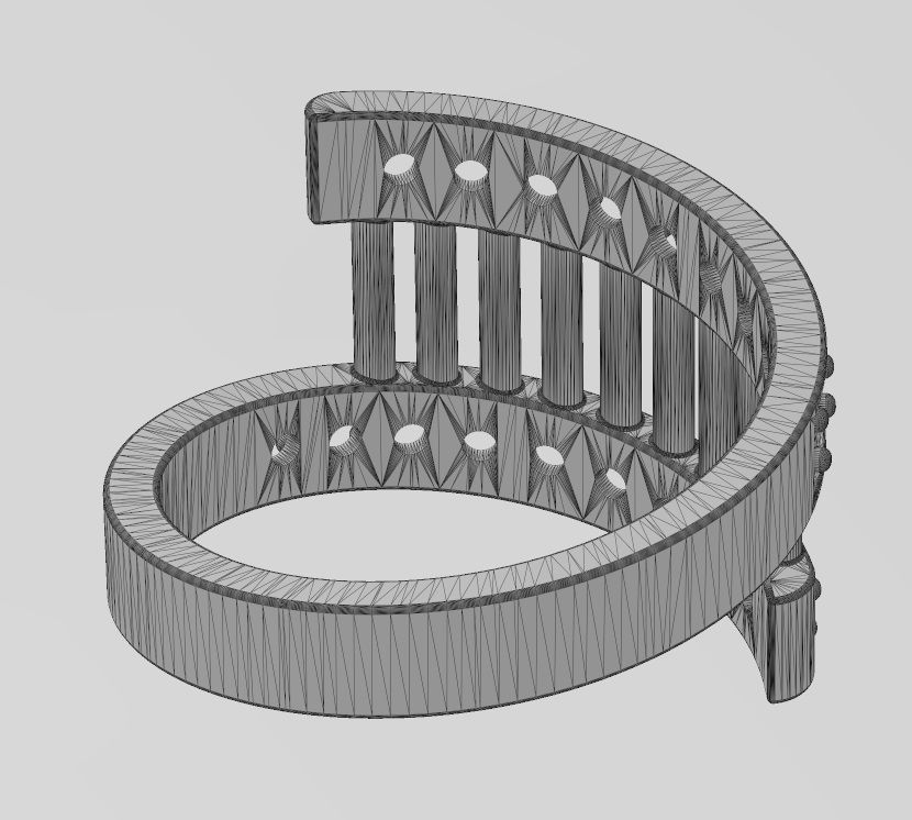 Pin wire mesh flat wire diamond bypass ring US sizes 7to12 3D print model_17