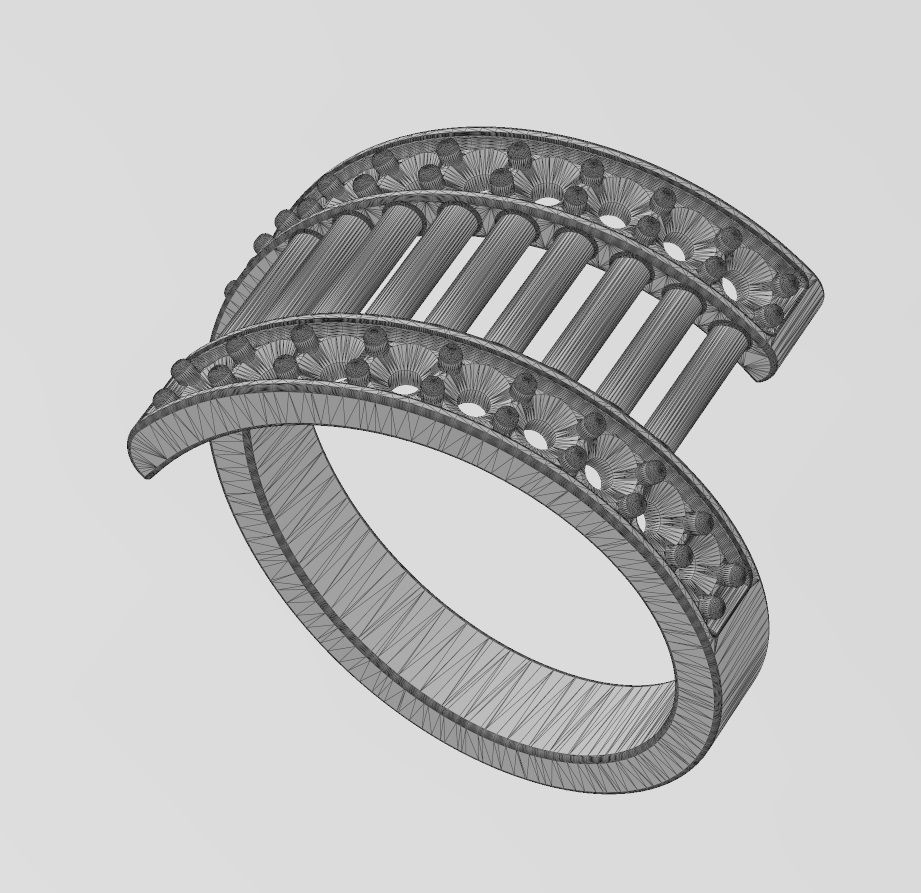 Pin wire mesh flat wire diamond bypass ring US sizes 7to12 3D print model_16