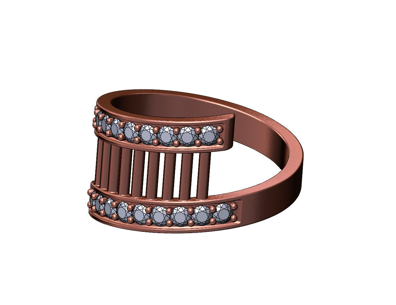 Pin wire mesh flat wire diamond bypass ring US sizes 7to12 3D print model_11