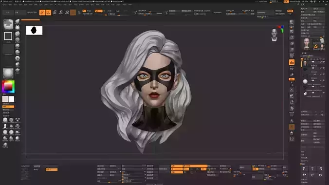 ZBrush sculpt beautiful girl elegant mature woman ghost cat girl 3D model