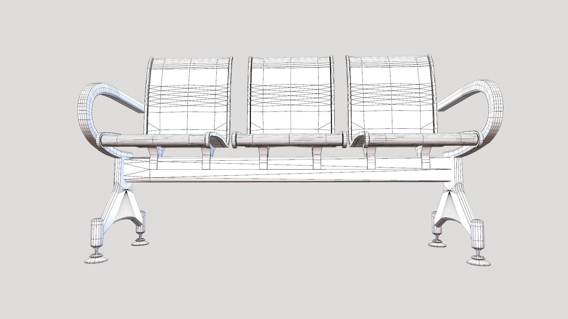 Waiting Chair Low-poly 3D model_8