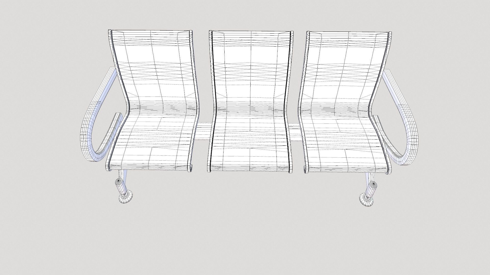 Waiting Chair Low-poly 3D model_7