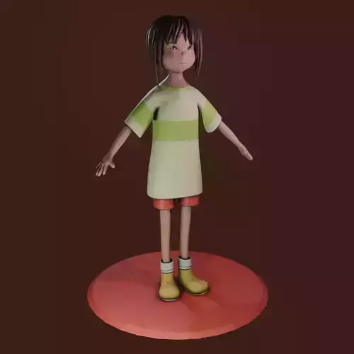 Chihiro From Spirited Away Stylized Anime Character Rigged